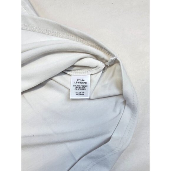 Zenana Lace Sleeve Top T-shirt Round Bottom Loose Off White/Grey Womens Small - Picture 6 of 9